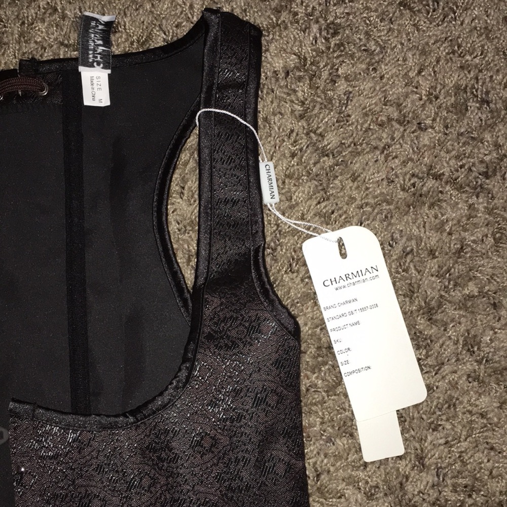 CHARMIAN NWT BROCADE CORSET WAIST CINCHER UNDER BUST VEST W/ PANTIES TIE… - Picture 8 of 10